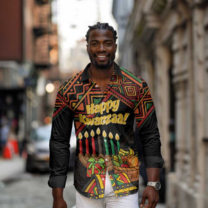 Personalized African Happy Kwanzaa Long Sleeve Button Shirt