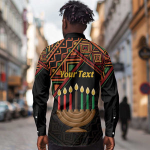 Personalized African Happy Kwanzaa Long Sleeve Button Shirt