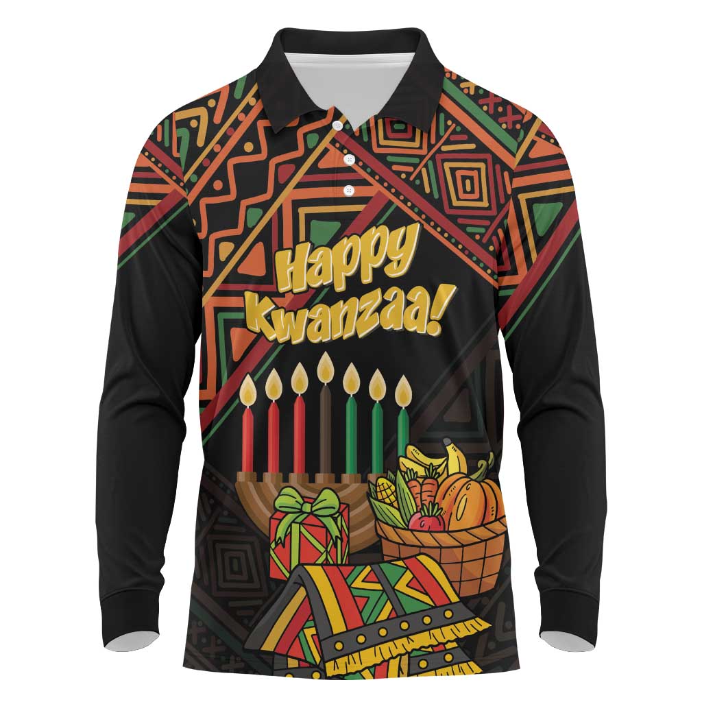 Personalized African Happy Kwanzaa Long Sleeve Polo Shirt