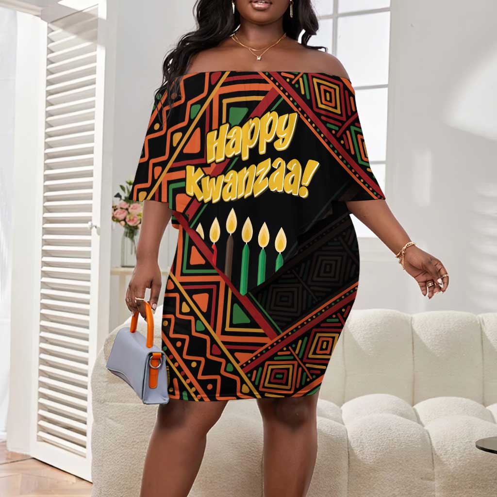 Personalized African Happy Kwanzaa Off Shoulder Short Dress