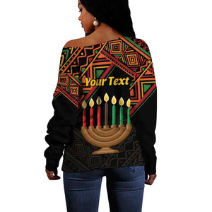 Personalized African Happy Kwanzaa Off Shoulder Sweater