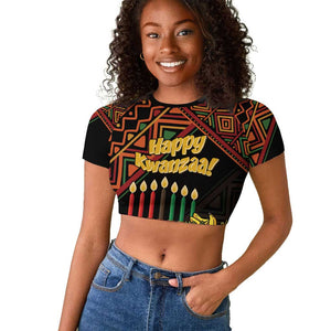 Personalized African Happy Kwanzaa Raglan Cropped T shirt