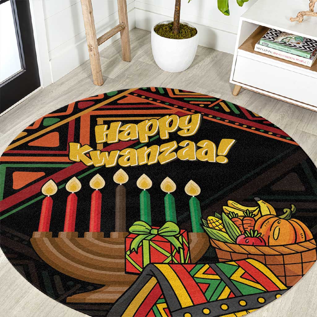 African Happy Kwanzaa Round Carpet