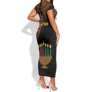 Personalized African Happy Kwanzaa Short Sleeve Bodycon Dress