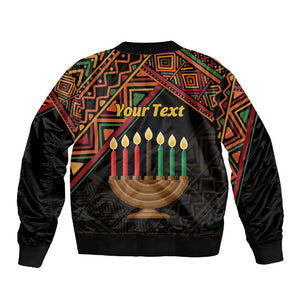 Personalized African Happy Kwanzaa Sleeve Zip Bomber Jacket