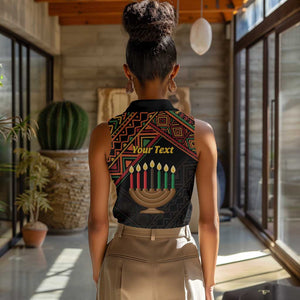 Personalized African Happy Kwanzaa Women Sleeveless Polo Shirt