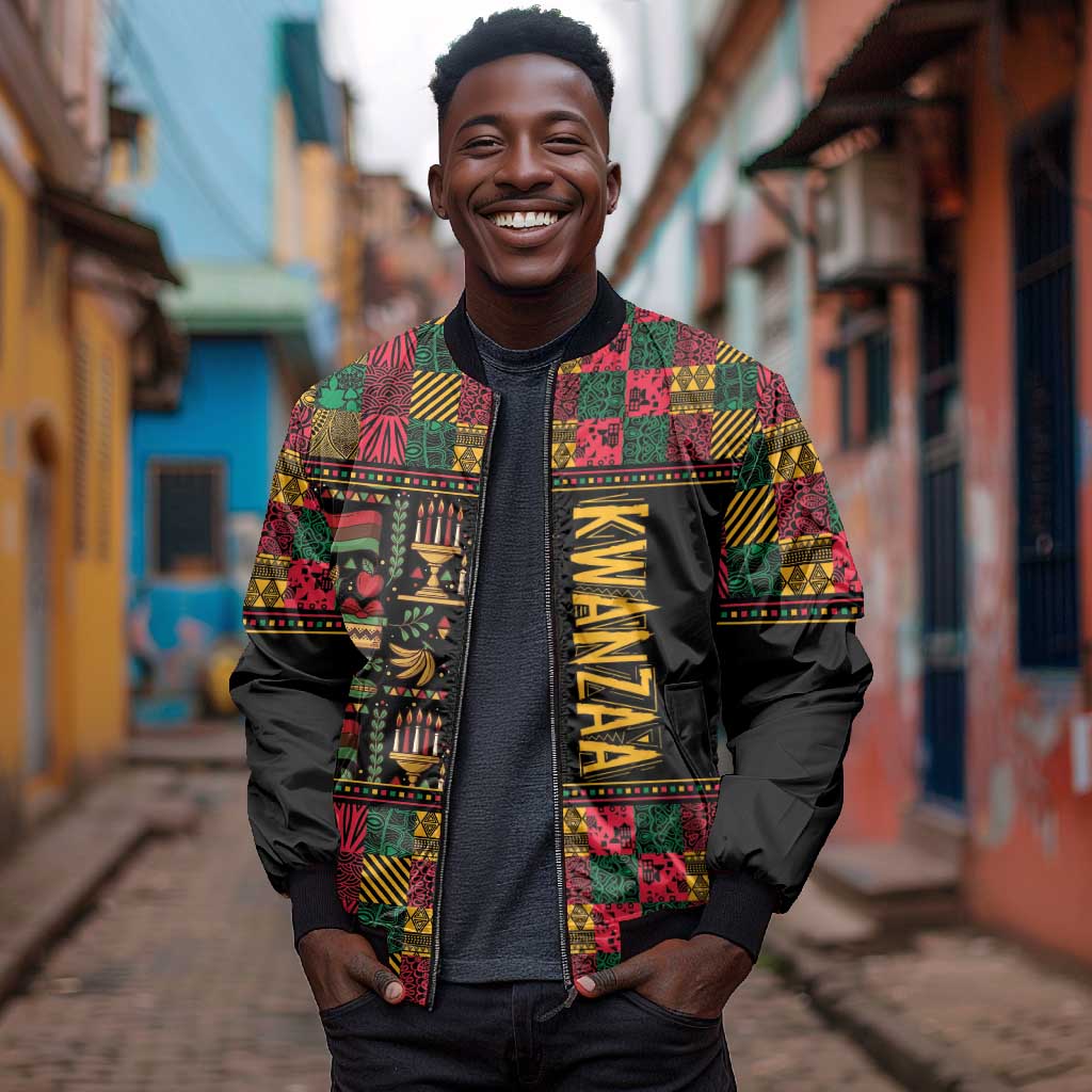 Kwanzaa African Pattern Bomber Jacket