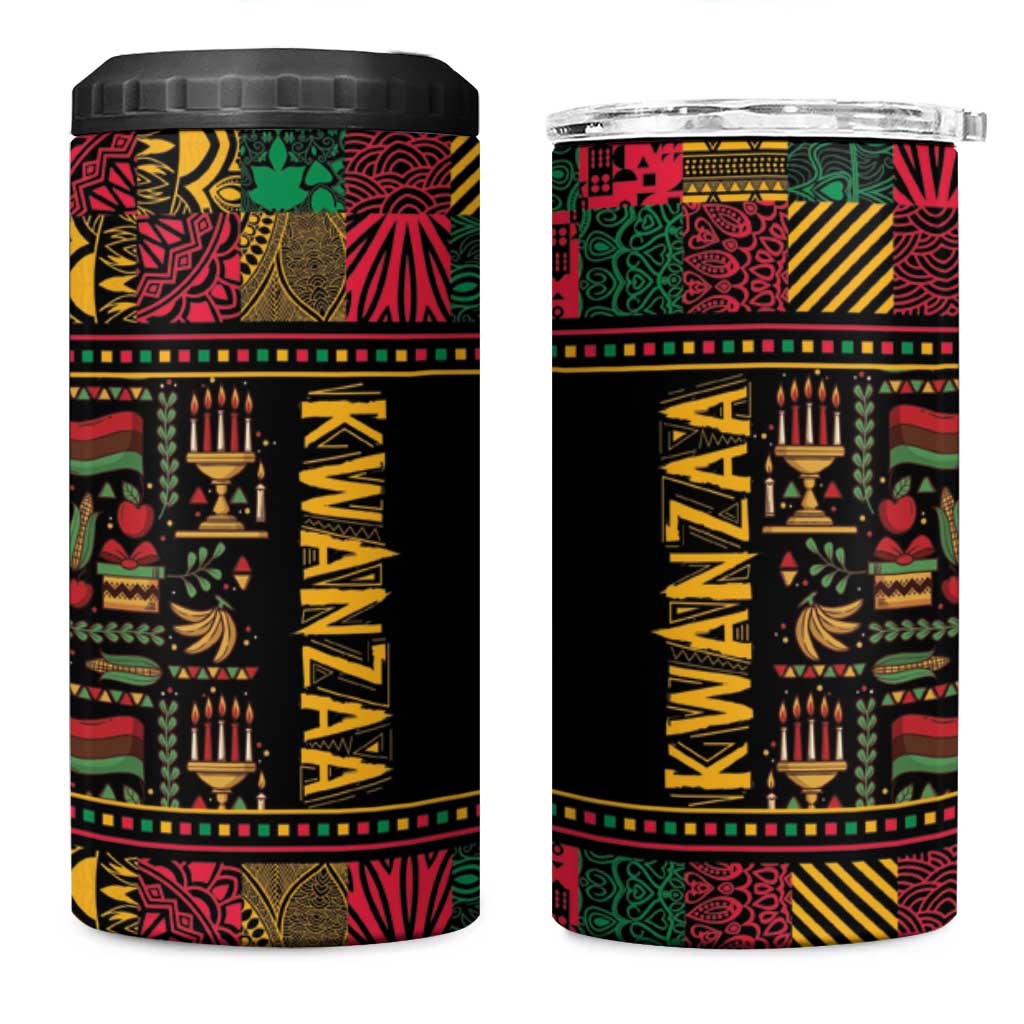 Kwanzaa African Pattern 4 in 1 Can Cooler Tumbler