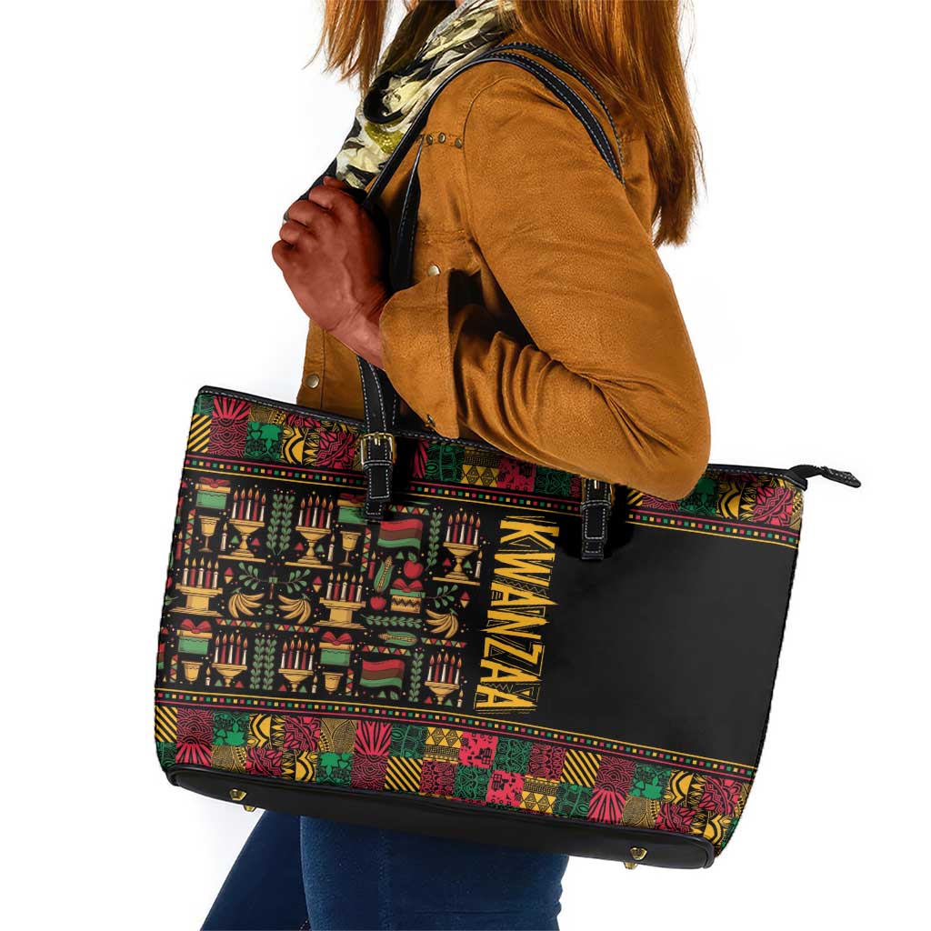 Kwanzaa African Pattern Leather Tote Bag