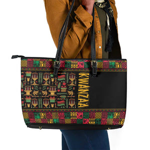 Kwanzaa African Pattern Leather Tote Bag