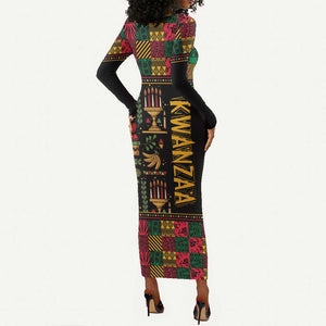 Kwanzaa African Pattern Long Sleeve Bodycon Dress