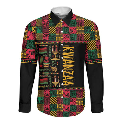 Kwanzaa African Pattern Long Sleeve Button Shirt