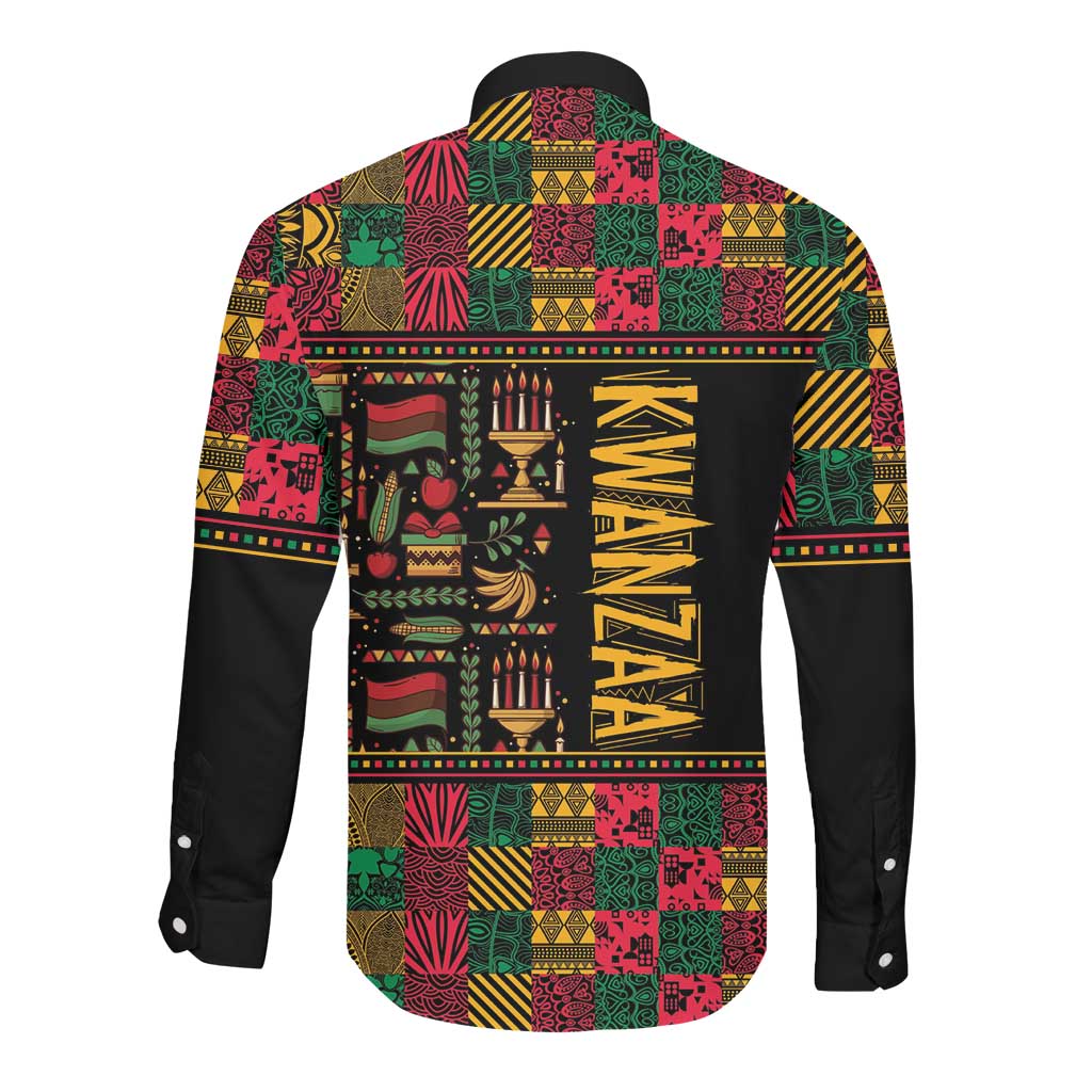 Kwanzaa African Pattern Long Sleeve Button Shirt