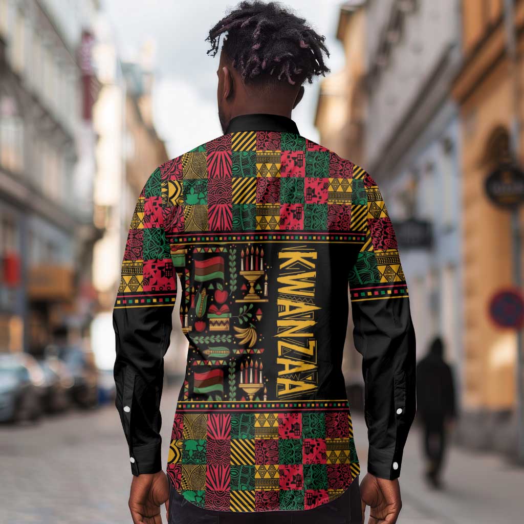 Kwanzaa African Pattern Long Sleeve Button Shirt