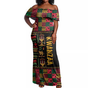 Kwanzaa African Pattern Off Shoulder Maxi Dress