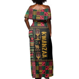 Kwanzaa African Pattern Off Shoulder Maxi Dress