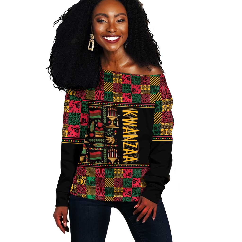 Kwanzaa African Pattern Off Shoulder Sweater