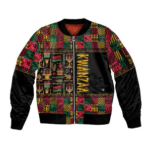 Kwanzaa African Pattern Sleeve Zip Bomber Jacket