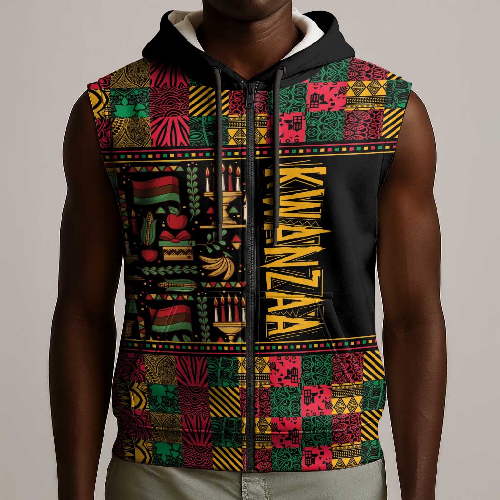 Kwanzaa African Pattern Sleeveless Zip Hoodie - African Pride