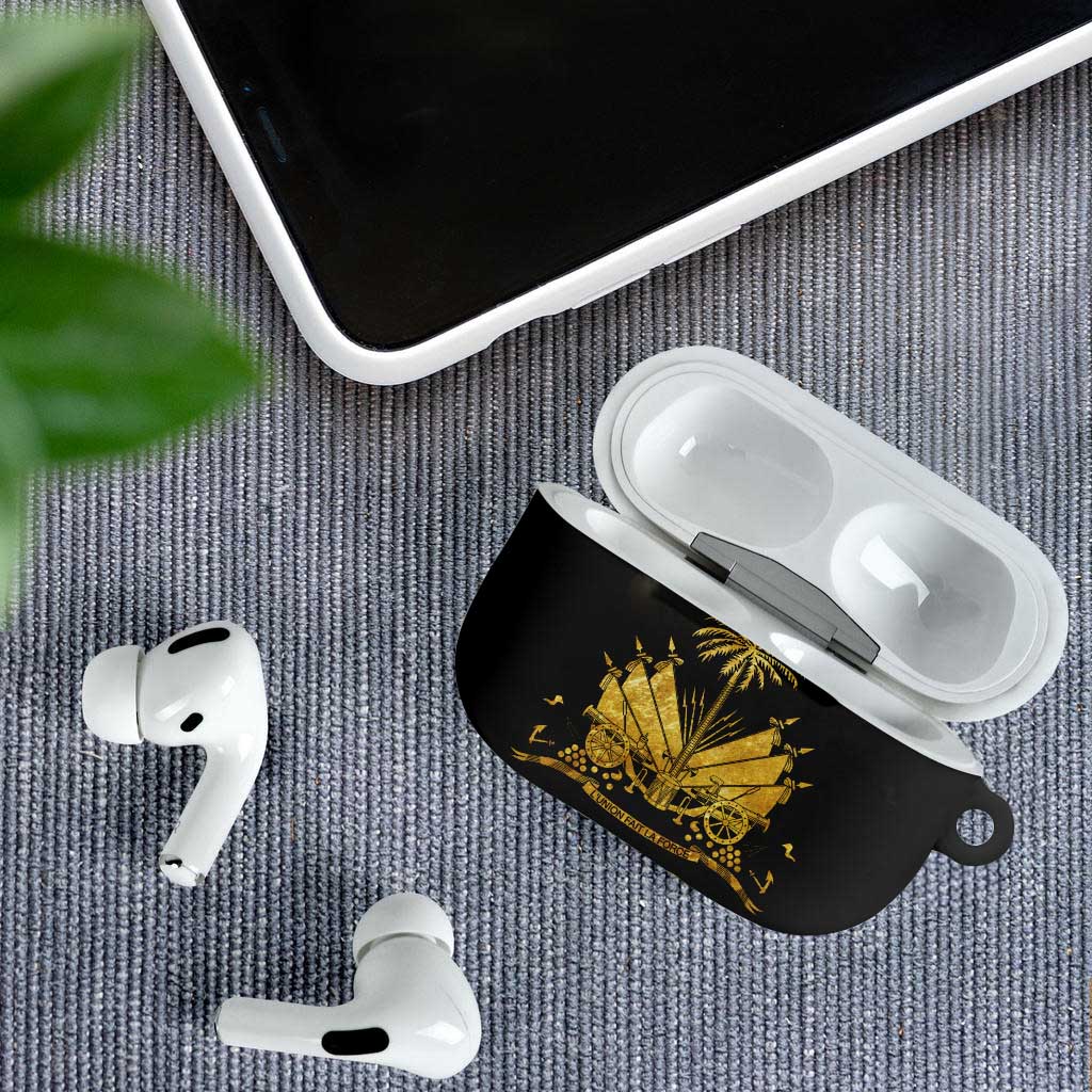 Ayiti 222nd Independence Day Anniversary AirPods Case Haiti Gold VeVe Pattern - African Pride
