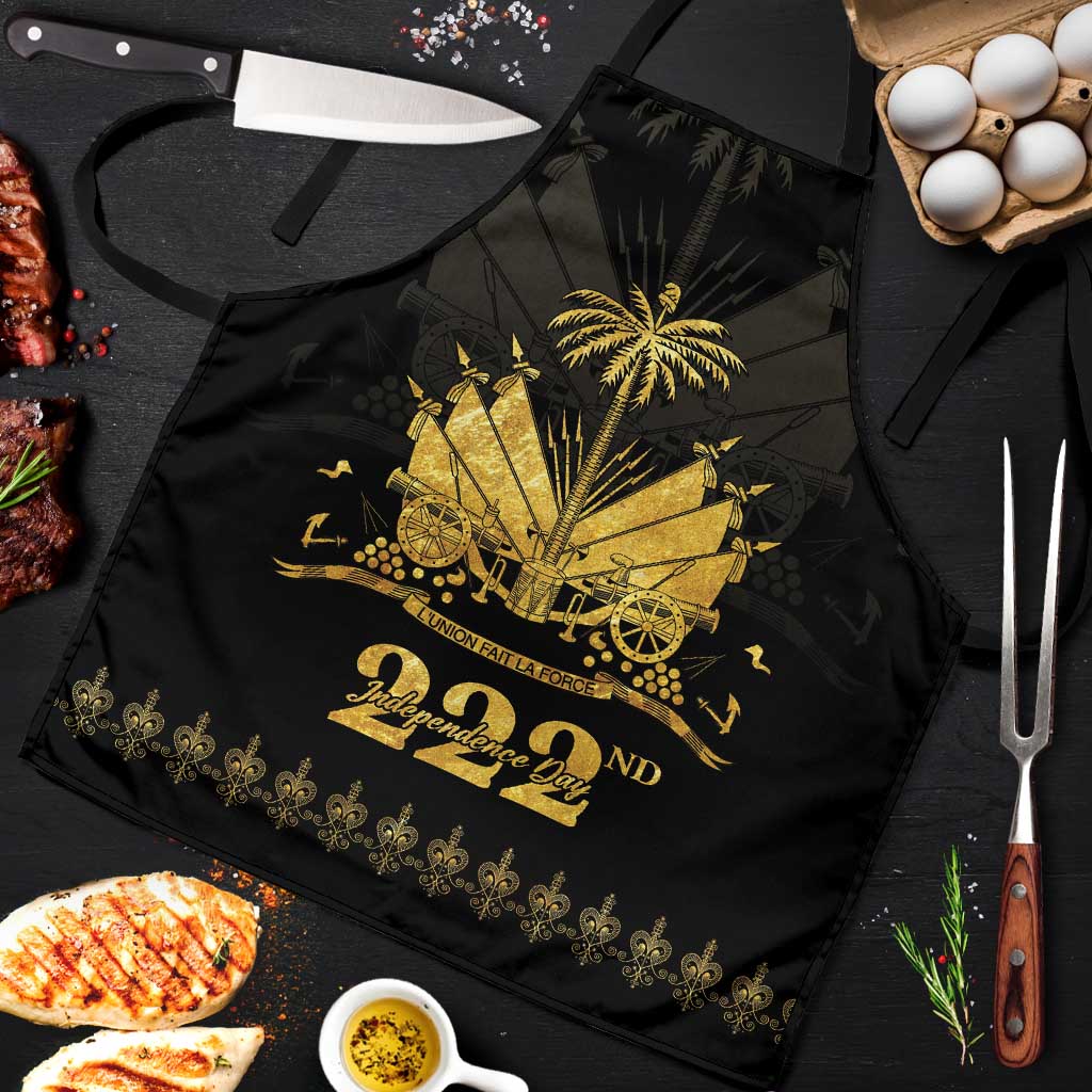 Ayiti 222nd Independence Day Anniversary Apron Haiti Gold VeVe Pattern - African Pride