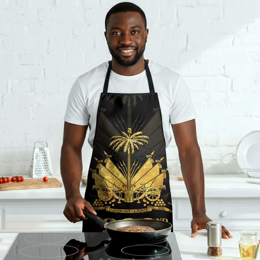 Ayiti 222nd Independence Day Anniversary Apron Haiti Gold VeVe Pattern - African Pride
