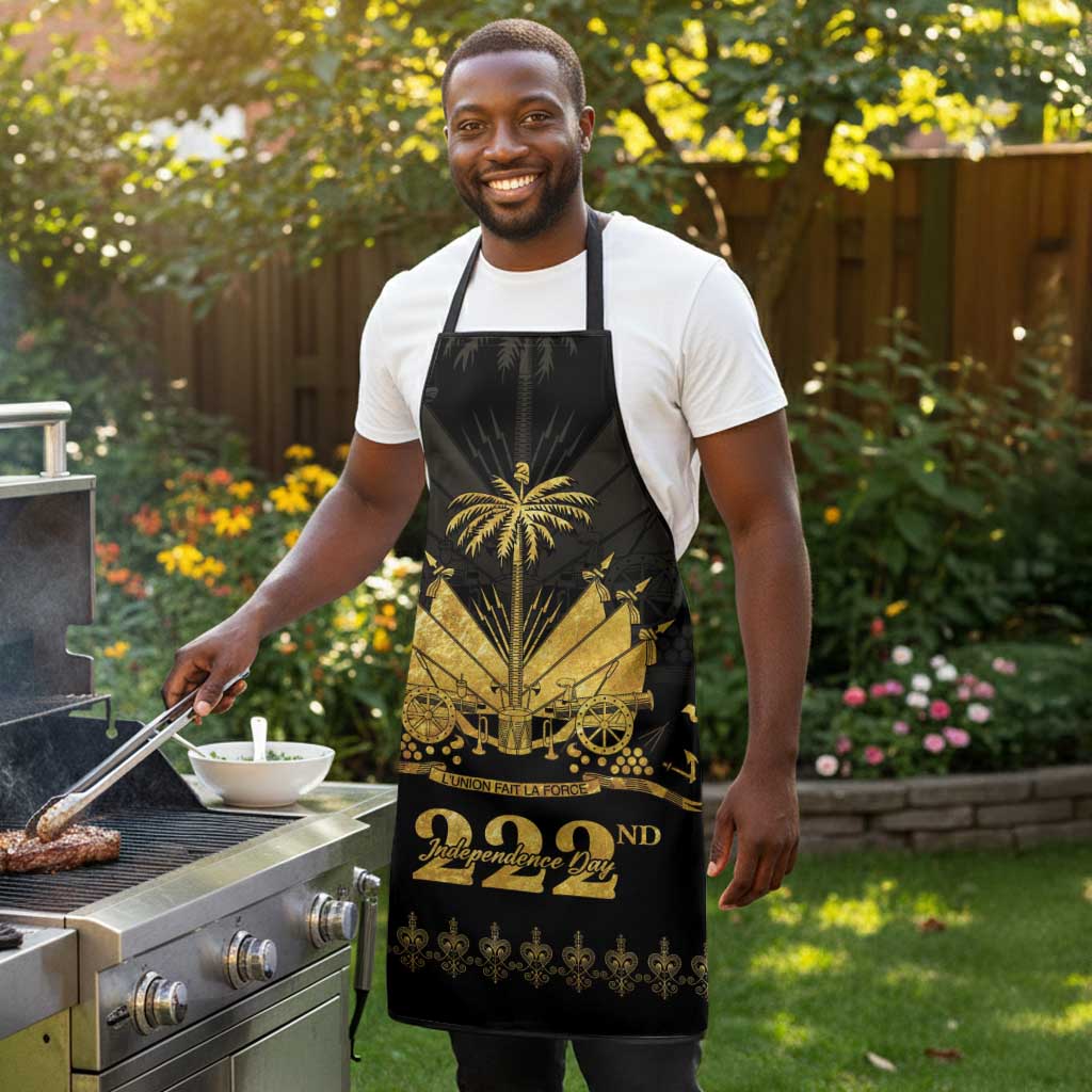 Ayiti 222nd Independence Day Anniversary Apron Haiti Gold VeVe Pattern - African Pride