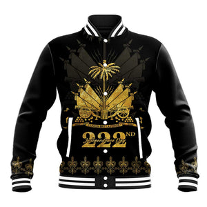 Ayiti 222nd Independence Day Anniversary Baseball Jacket Haiti Gold VeVe Pattern - African Pride