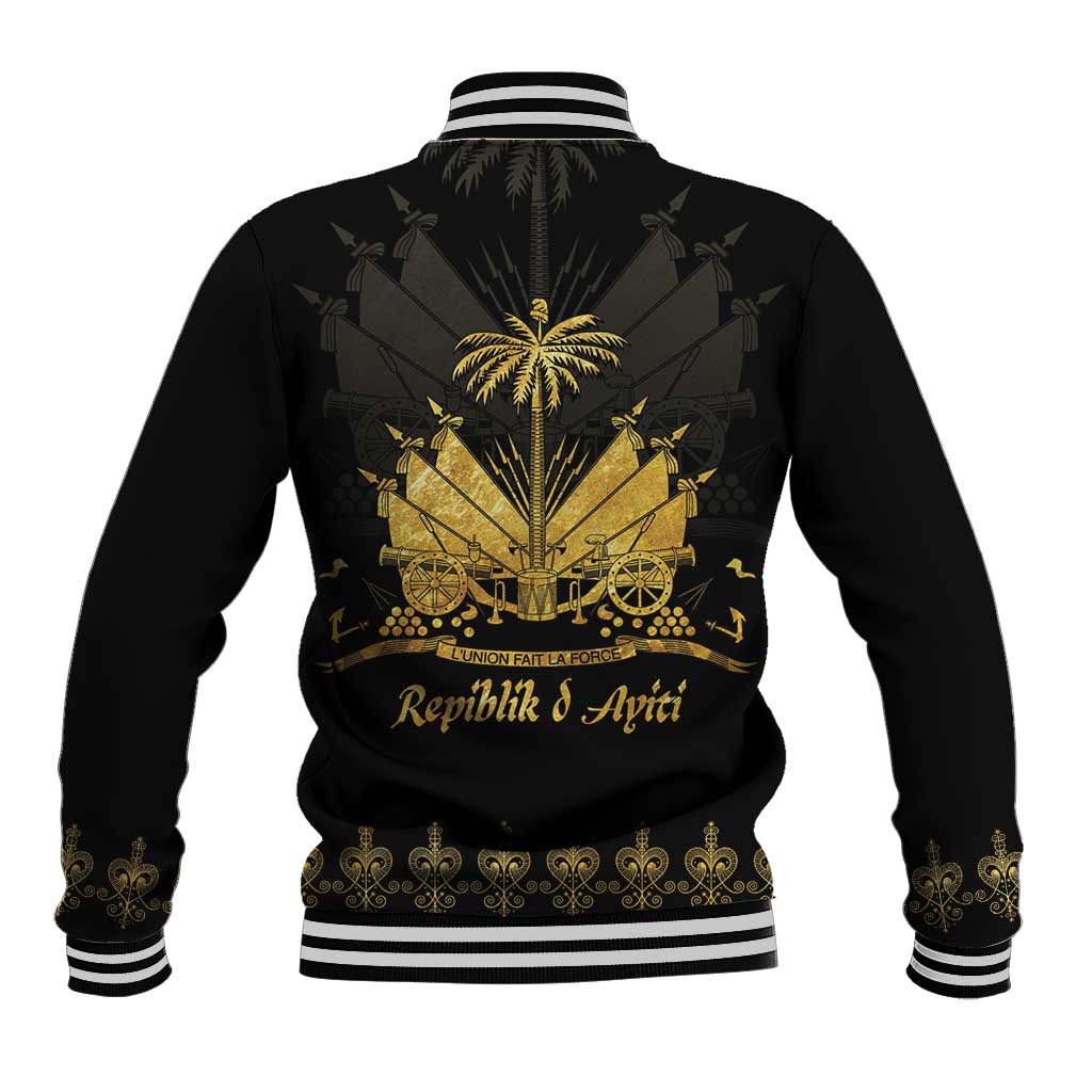 Ayiti 222nd Independence Day Anniversary Baseball Jacket Haiti Gold VeVe Pattern - African Pride