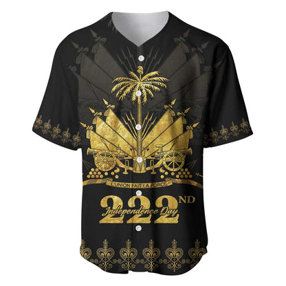 Ayiti 222nd Independence Day Anniversary Baseball Jersey Haiti Gold VeVe Pattern LT01