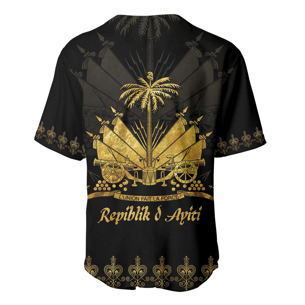 Ayiti 222nd Independence Day Anniversary Baseball Jersey Haiti Gold VeVe Pattern LT01
