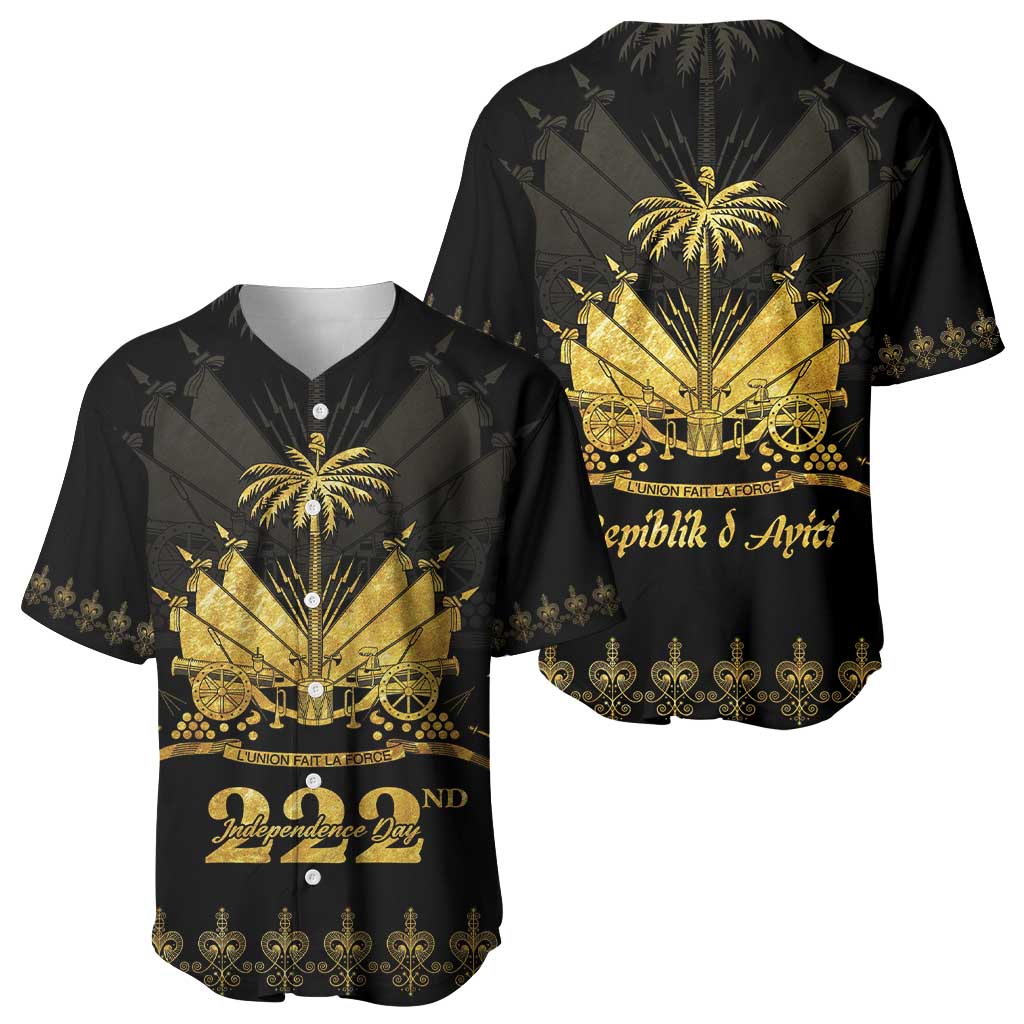 Ayiti 222nd Independence Day Anniversary Baseball Jersey Haiti Gold VeVe Pattern LT01