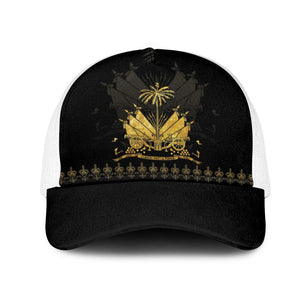 Ayiti 222nd Independence Day Anniversary Baseball Net Cap Haiti Gold VeVe Pattern - African Pride