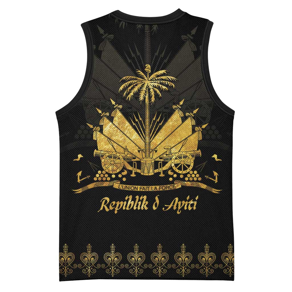 Ayiti 222nd Independence Day Anniversary Basketball Jersey Haiti Gold VeVe Pattern - African Pride