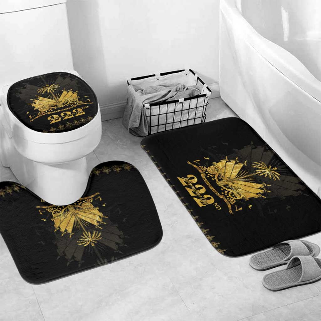 Ayiti 222nd Independence Day Anniversary Bathroom Set Haiti Gold VeVe Pattern - African Pride