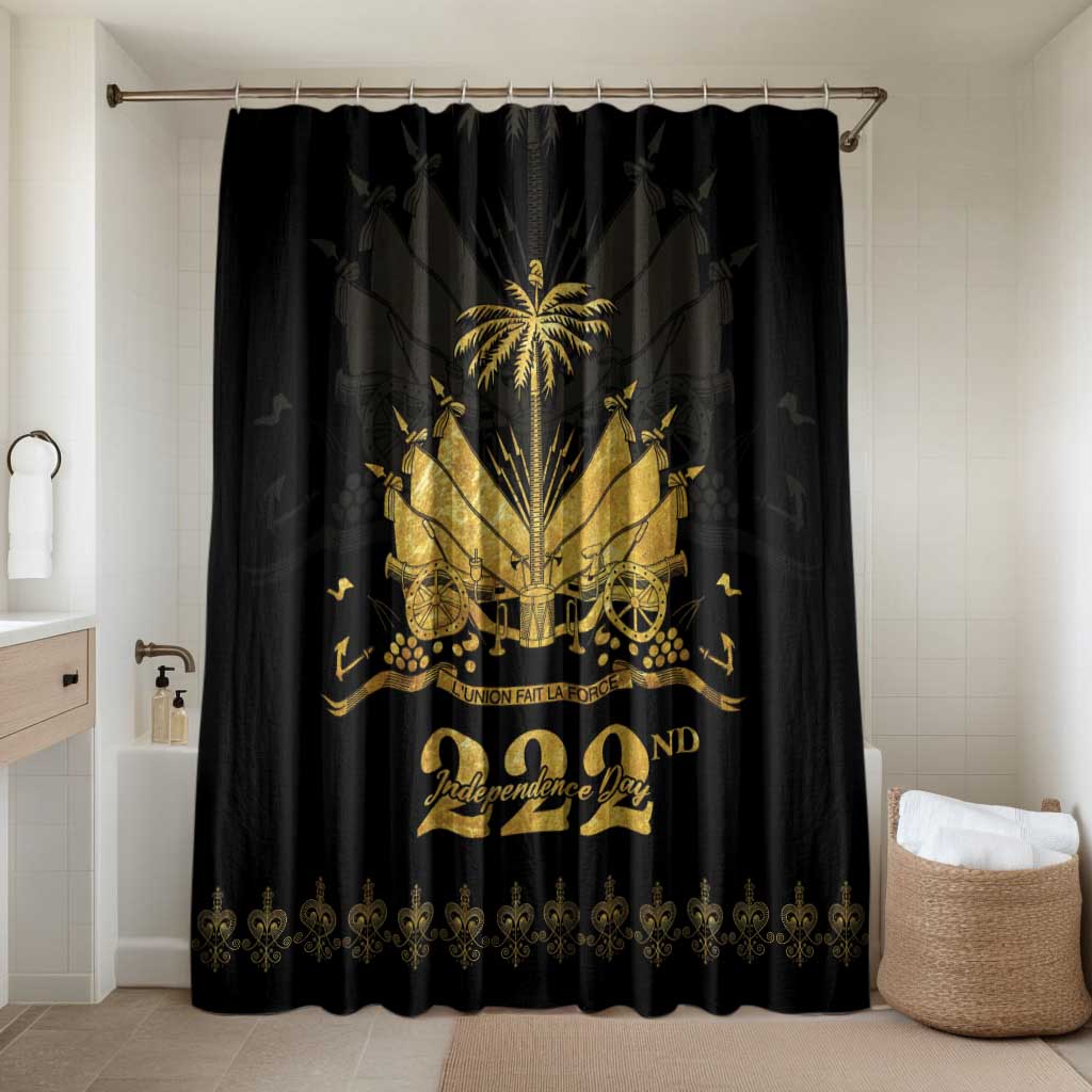 Ayiti 222nd Independence Day Anniversary Bathroom Set Haiti Gold VeVe Pattern - African Pride