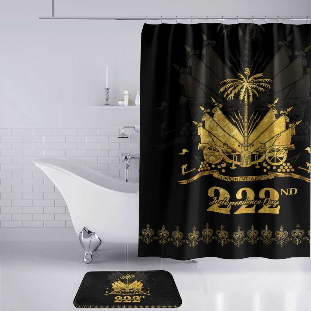 Ayiti 222nd Independence Day Anniversary Bathroom Set Haiti Gold VeVe Pattern - African Pride