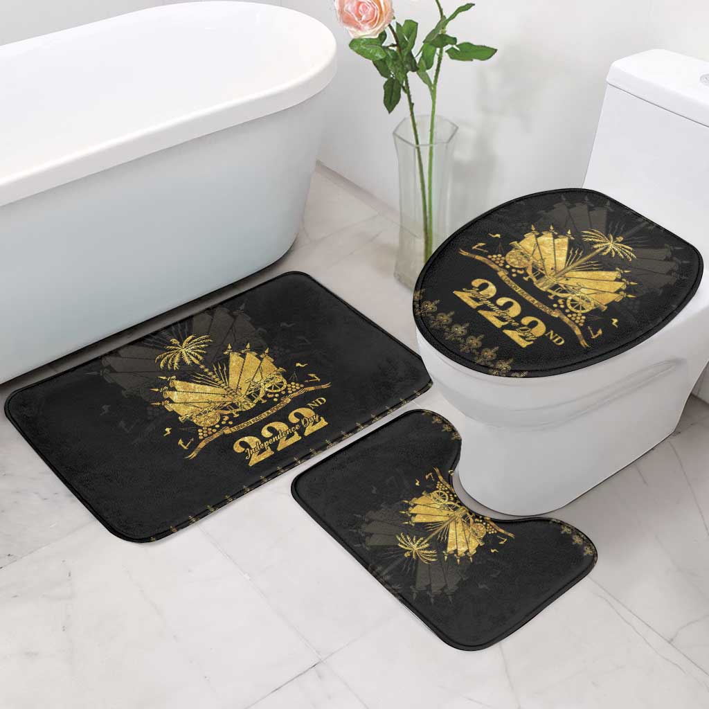 Ayiti 222nd Independence Day Anniversary Bathroom Set Haiti Gold VeVe Pattern - African Pride