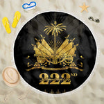 Ayiti 222nd Independence Day Anniversary Beach Blanket Haiti Gold VeVe Pattern - African Pride