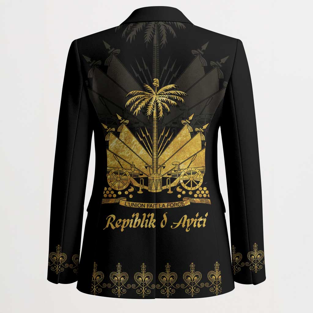 Ayiti 222nd Independence Day Anniversary Blazer Haiti Gold VeVe Pattern - African Pride