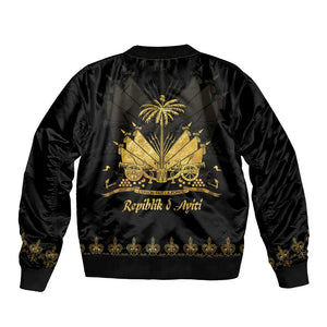 Ayiti 222nd Independence Day Anniversary Bomber Jacket Haiti Gold VeVe Pattern - African Pride