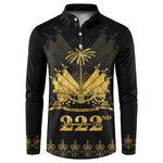 Ayiti 222nd Independence Day Anniversary Button Sweatshirt Haiti Gold VeVe Pattern