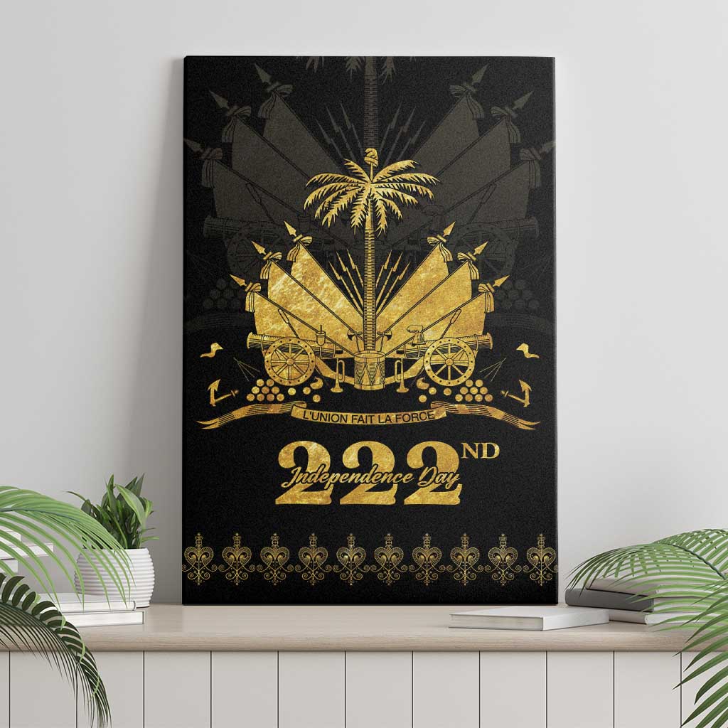Ayiti 222nd Independence Day Anniversary Canvas Wall Art Haiti Gold VeVe Pattern - African Pride