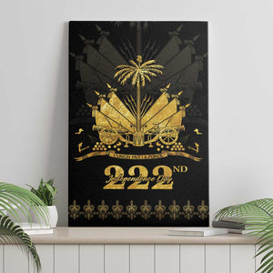 Ayiti 222nd Independence Day Anniversary Canvas Wall Art Haiti Gold VeVe Pattern - African Pride