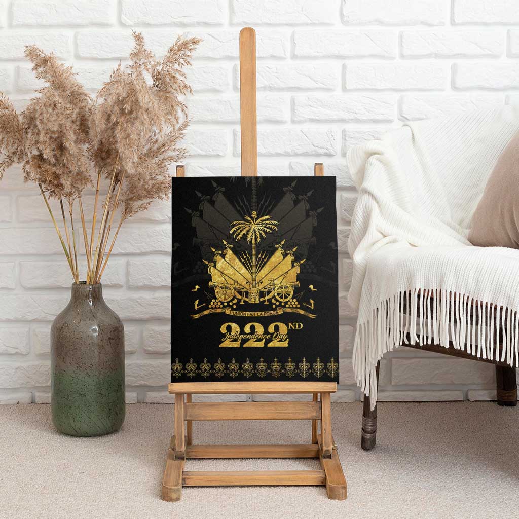 Ayiti 222nd Independence Day Anniversary Canvas Wall Art Haiti Gold VeVe Pattern - African Pride