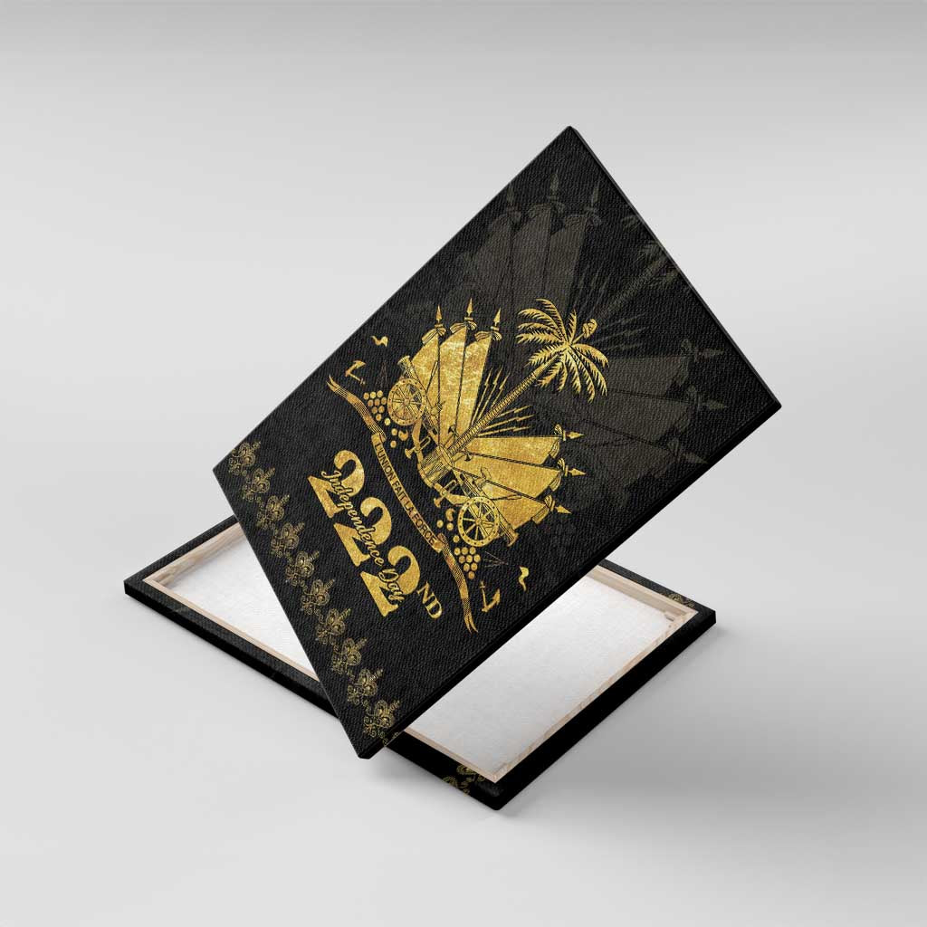 Ayiti 222nd Independence Day Anniversary Canvas Wall Art Haiti Gold VeVe Pattern - African Pride