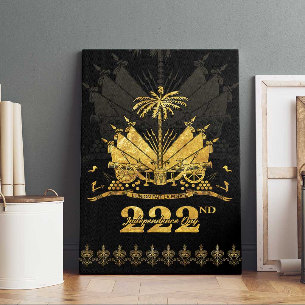 Ayiti 222nd Independence Day Anniversary Canvas Wall Art Haiti Gold VeVe Pattern - African Pride