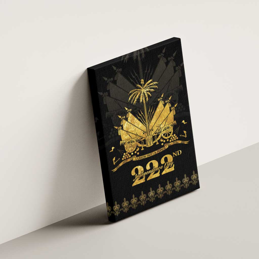 Ayiti 222nd Independence Day Anniversary Canvas Wall Art Haiti Gold VeVe Pattern - African Pride