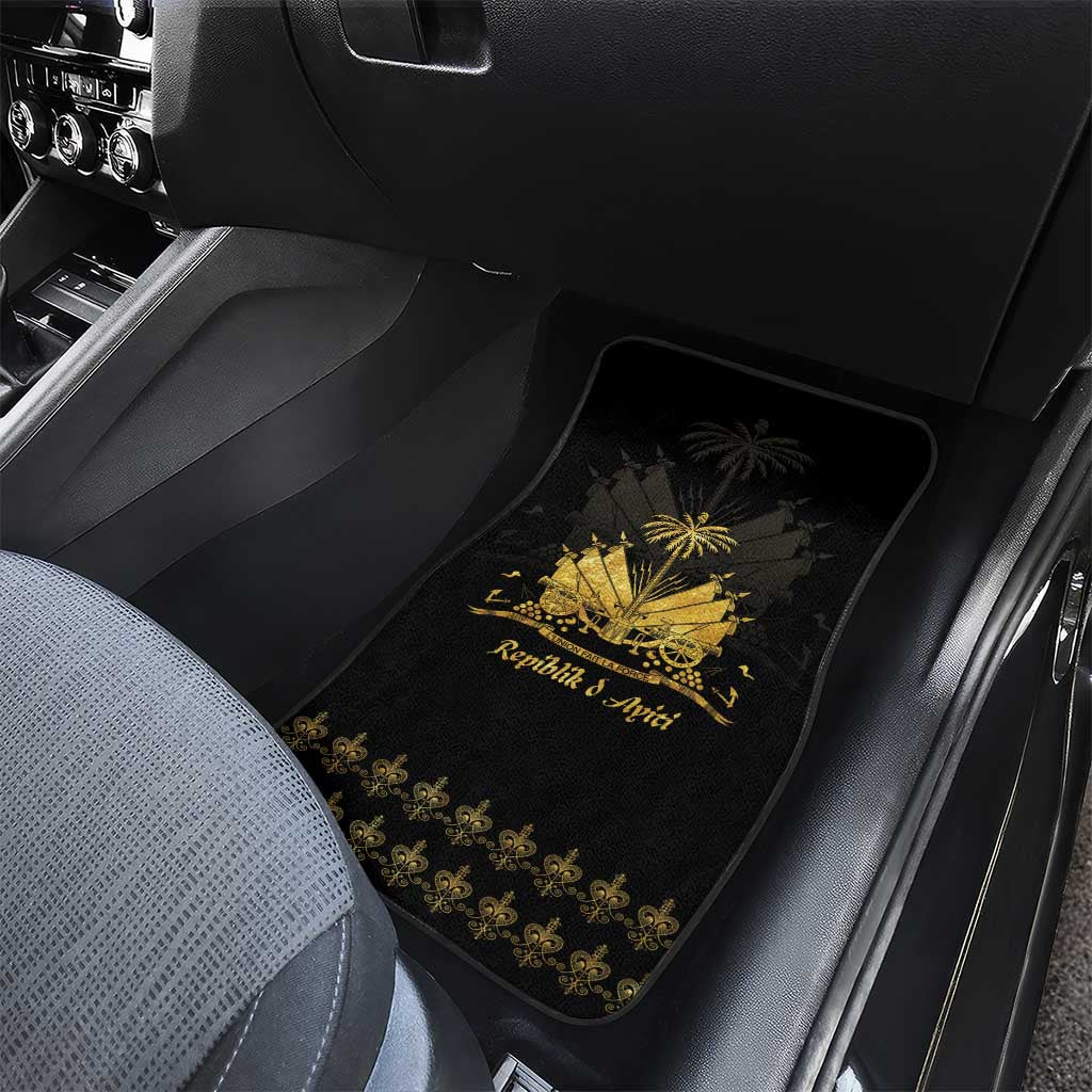 Ayiti 222nd Independence Day Anniversary Car Mats Haiti Gold VeVe Pattern - African Pride