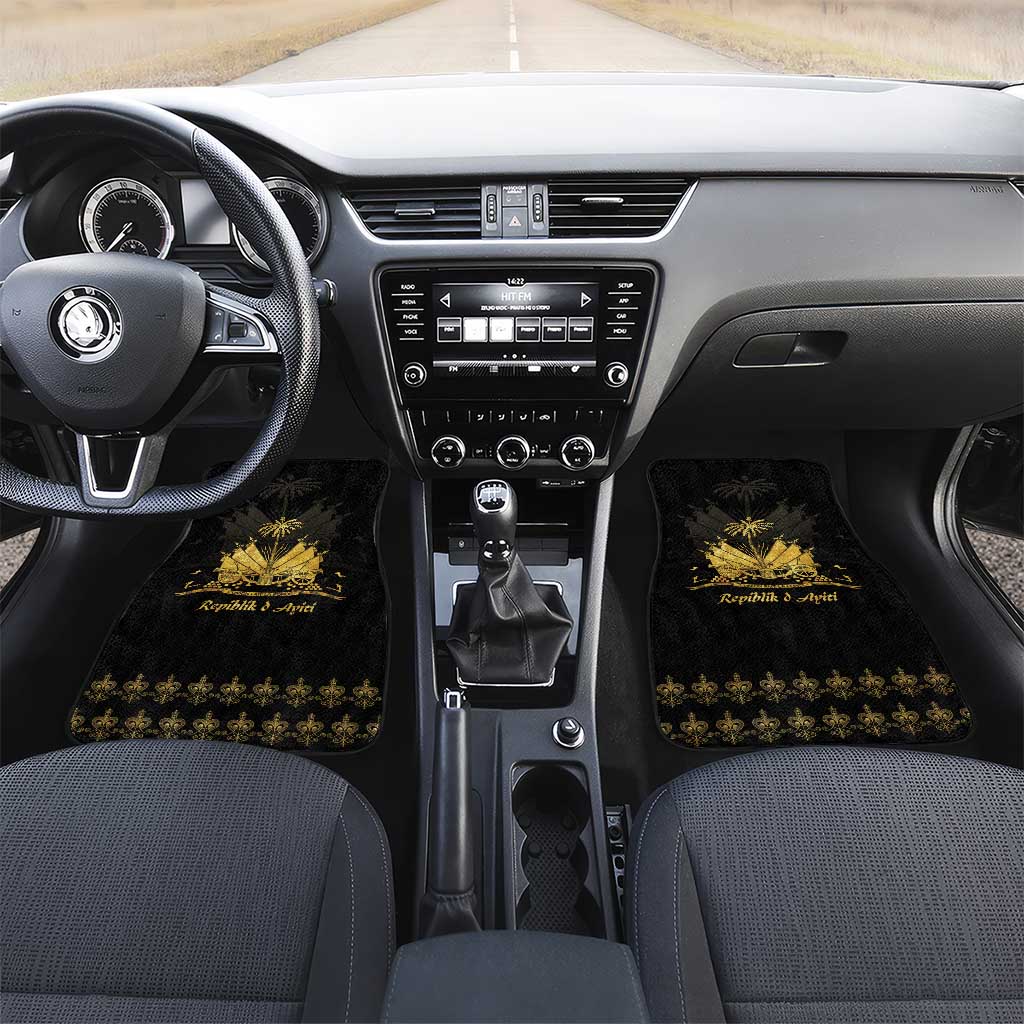 Ayiti 222nd Independence Day Anniversary Car Mats Haiti Gold VeVe Pattern - African Pride